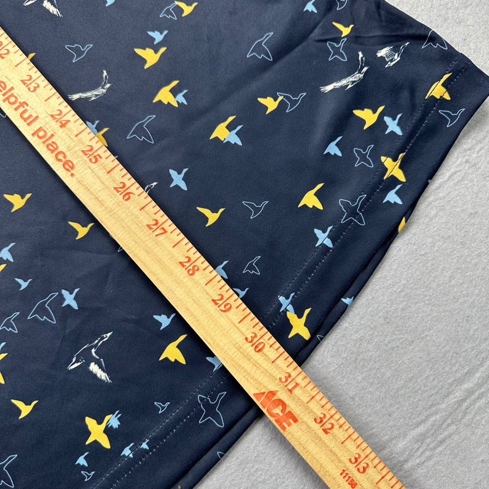 Swannies Golf Corbin Performance Polo Midnight Navy Geese Print Mens XL NEW - Picture 6 of 9